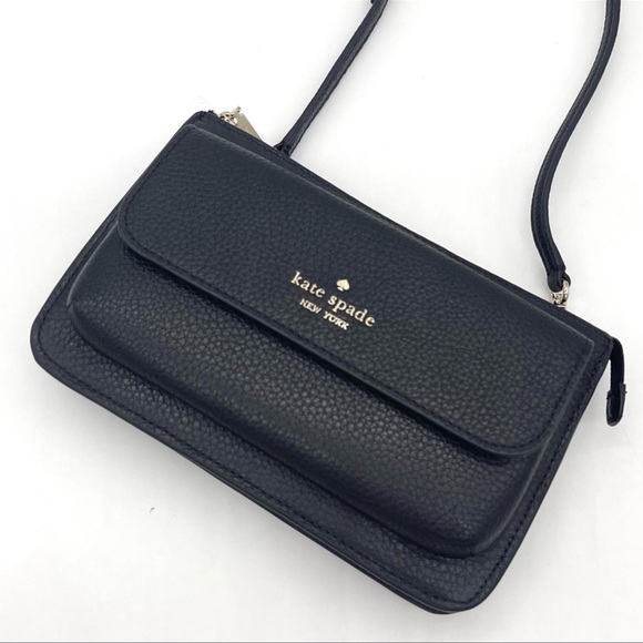 Kate Spade Leila Pebbled Leather Small Flap Crossbody Bag Black - Picture 4 of 10